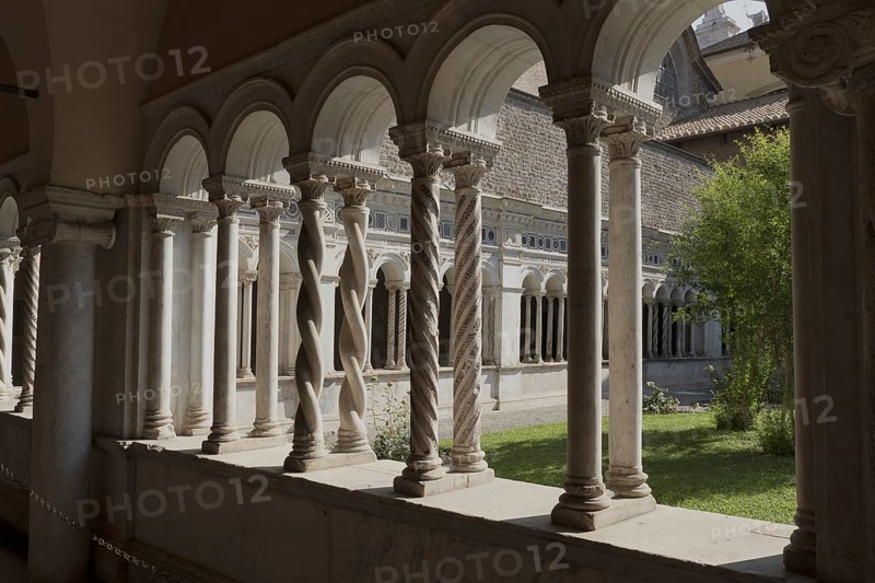 Cloister of the monastery, Lateran Basilica, Basilica San Giovanni in Laterano, Cathedral of the Diocese of Rome, Monti district, Rome Italy