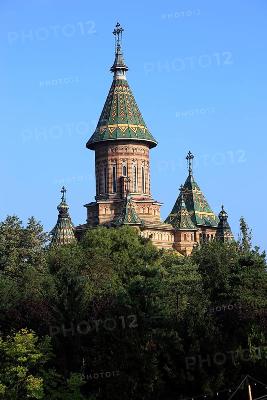 Banat, Timisoara, Timisoara, tower of the Romanian Orthodox Cathedral near the Bega Canal, Romania, Europe