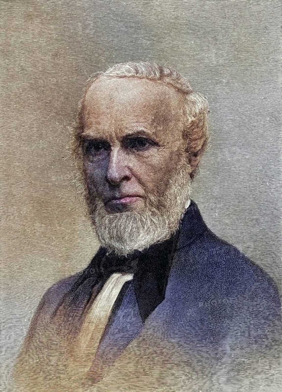 John Greenleaf Whittier (1807-1892), American poet, born in Haverhill, Massachusetts. A Quaker and supporter of the abolition of slavery. Copperplate engraving, Historical, digitally restored reproduction from a 19th century original, Record date not stated