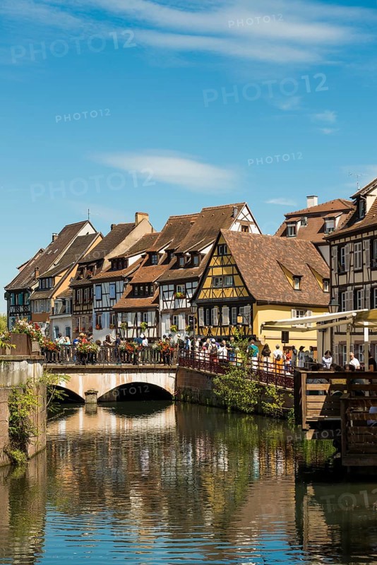 Picturesque colourful half-timbered houses, La Petite Venise, Colmar, Alsace, Bas-Rhin, France, Europe