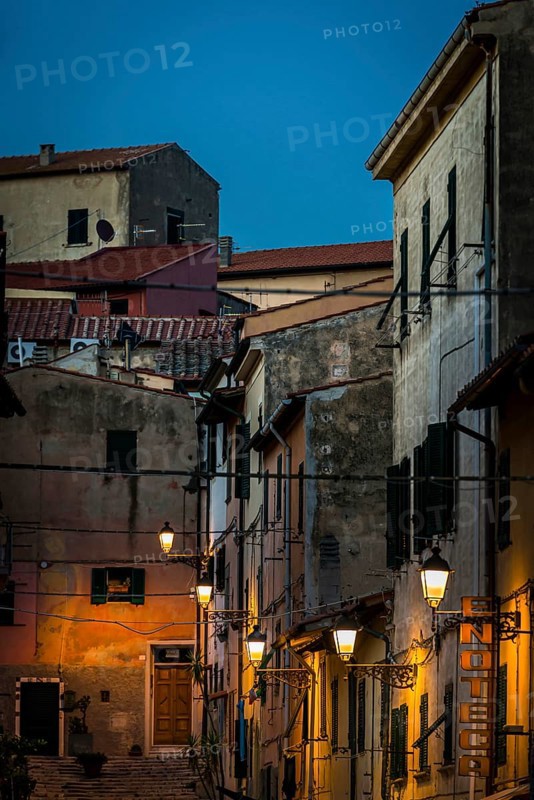 Old town in evening mood, light, mood, travel, tourism, architecture, old, historical, urban, alley, Portoferraio, Elba, Italy, Europe