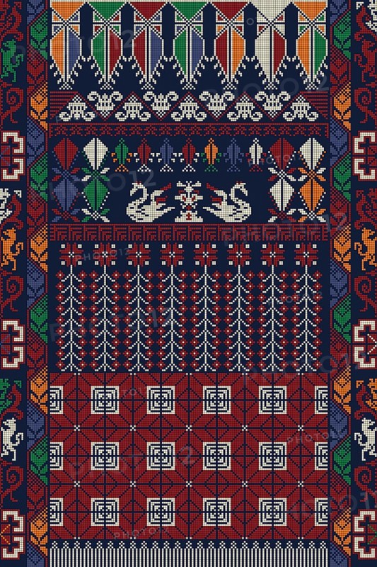 Traditional Palestinian Tatreez, seamless pattern vector template