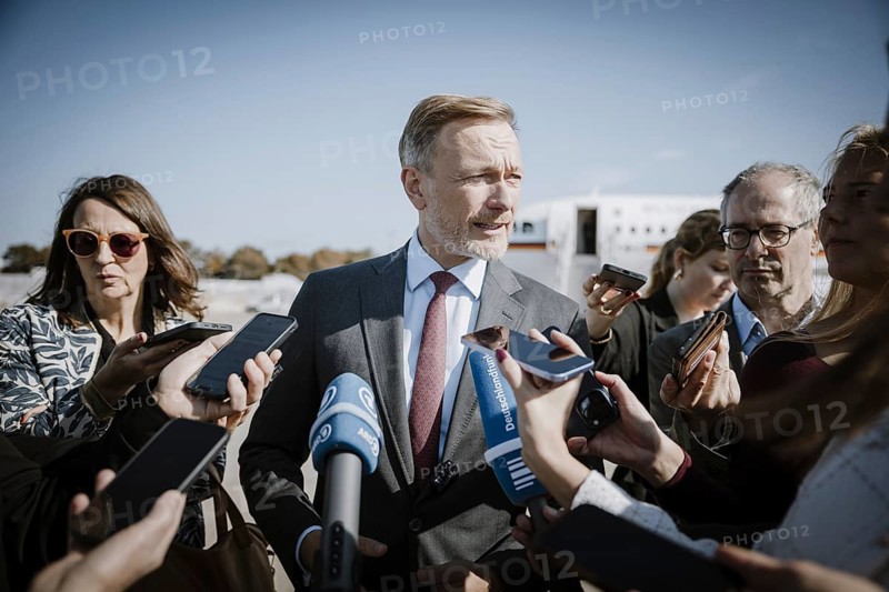 Christian Lindner (FDP), Federal Minister of Finance, photographed during a press statement in front of departure from New York to Washington DC, in New York City, 23 October 2024. Photographed on behalf of the Federal Ministry of Finance