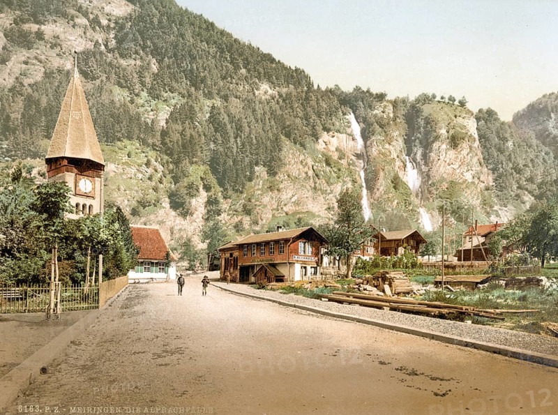 (Lutschinen, Alpbach Falls, Bernese Oberland, Switzerland, Historic, digitally restored reproduction from a 19th century original, Record date not stated, (Lutschinen, Alpbach Falls, Bernese Oberland, Switzerland, Historic, digitally restored reproduction from a 19th century original, Record date not stated, Europe