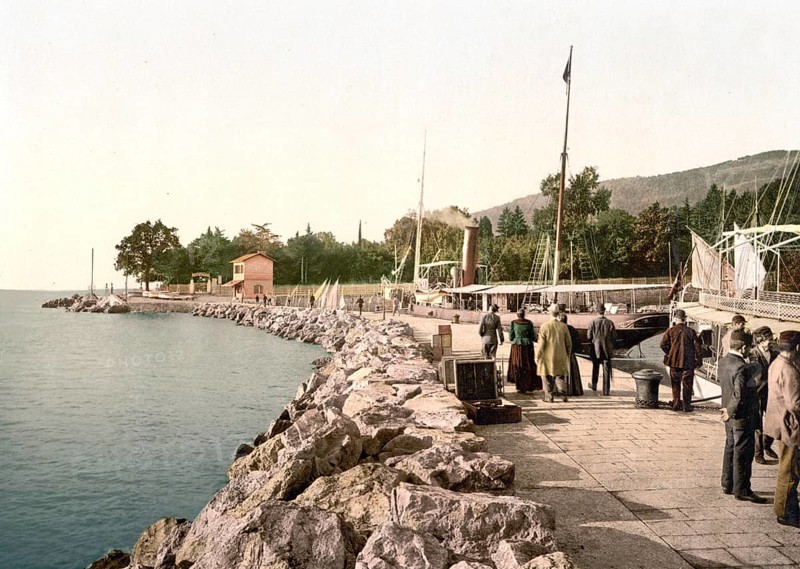 Fiume, today Rijeka, the Mole, Molo, Croatia, Austro-Hungary, digitally restored reproduction from a 19th century original, record date not stated, now Rijeka, the Mole, Croatia, Austro-Hungary, digitally restored reproduction from a 19th century original, record date not stated, Europe