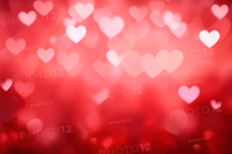 A romantic and dreamy background featuring heart-shaped bokeh lights, perfect for Valentine's Day or love-themed designs, AI generated