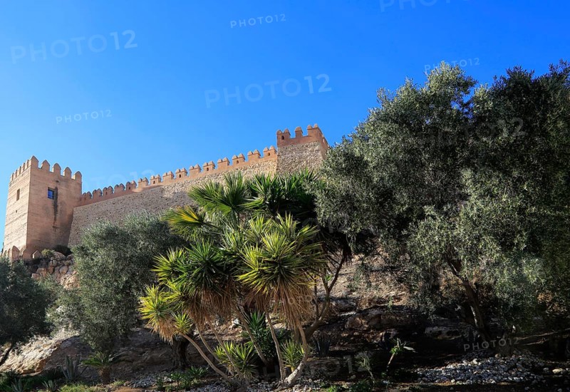 Walls of the Alcazaba fortress in city of Almeria, Spain, Europe