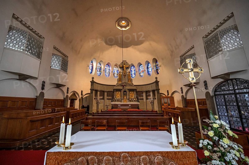 Chancel of St Otto's Church, built from 1912 to 1914 in Art Nouveau style, Siechenstraße 61, Bamberg, Upper Franconia, Bavaria, Germany, Europe