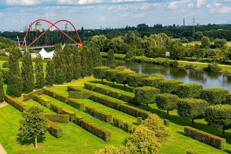 Nordsternpark, former site of the Nordstern colliery, on the Rhine-Herne Canal, in Gelsenkirchen, North Rhine-Westphalia, Germany, Europe