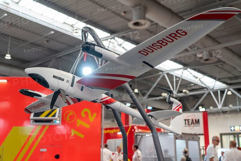 Interschutz 2022 trade fair in Hanover, the world's largest trade fair for fire, rescue and disaster control technology and equipment, over 1300 exhibitors from 50 countries, reconnaissance drone from the Duisburg fire brigade