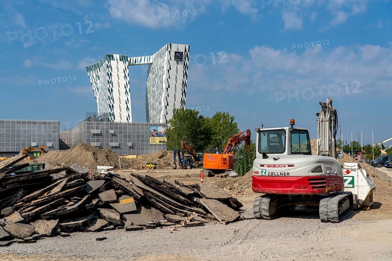 The Bella Sky Hotel, four-star hotel, at the Bella Centre complex, in the Ørestad district, many new buildings, construction site in the district, Copenhagen, Denmark, Europe