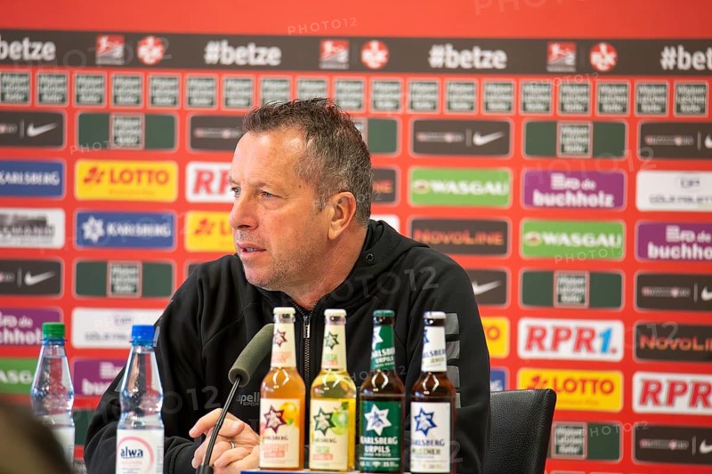 20.04.2024, Football 2nd Bundesliga, Season 2023/24, Matchday 30: 1. FC Kaiserslautern vs SV Wehen Wiesbaden (1:1) . The coach of SV Wehen Wiesbaden, Markus Kauczinski, expressed his satisfaction with his team's performance at the press conference