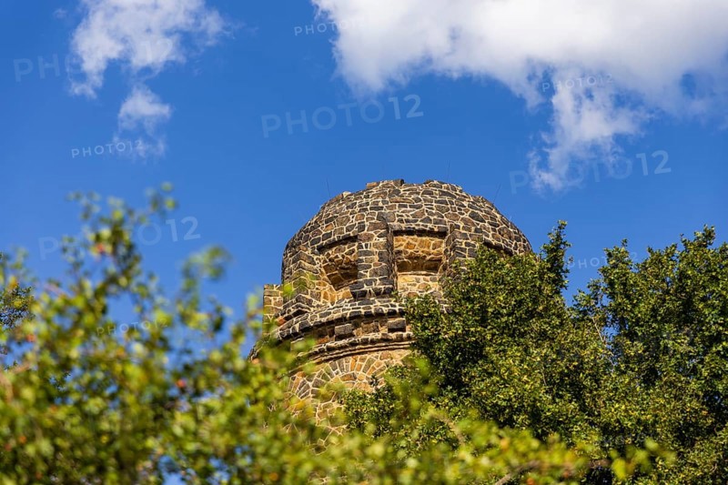 The Bismarck Tower in Radebeul, also known as the Bismarck Column, is one of around 145 Bismarck Towers still in existence in Germany in honour of Prince Otto von Bismarck (1815-1898) . The Radebeul tower was individually designed by Wilhelm Kreis, built by master builder Alfred Große from Kötzschenbroda and inaugurated on 2 September 1907. It has a height of 18 metres and can be climbed via a modern staircase, Radebeul Weinhänge, Radebeul, Saxony, Germany, Europe
