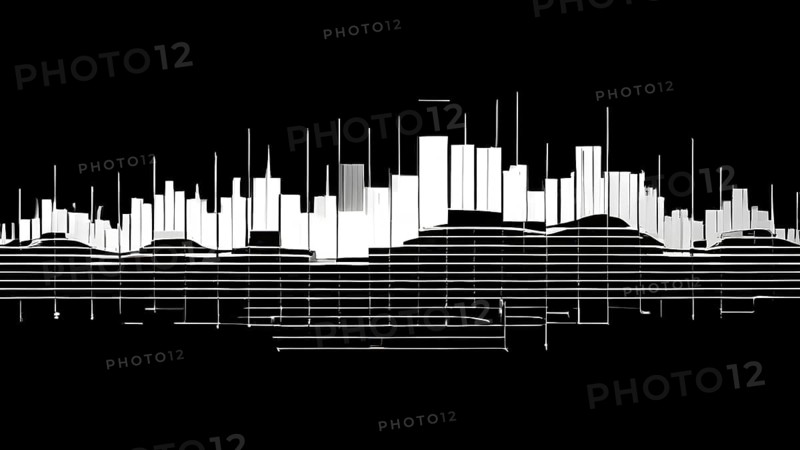Illustration of abstract audio frequency sound wave lines, AI generated