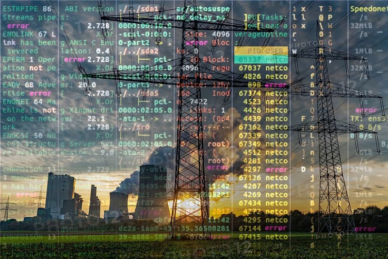 Symbolic image Critical infrastructure, blackout risk, cyberterrorism, lignite-fired power plant, RWE Power AG Niederaussem power plant, sunset, Bergheim, North Rhine-Westphalia, Germany, Europe