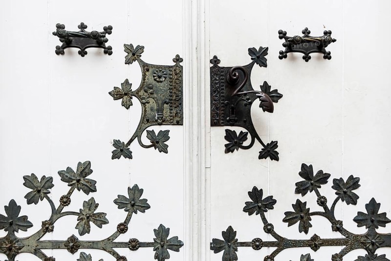 Door, Schloss Moyland, moated castle, Museum of Modern Art, Bedburg-Hau, Lower Rhine, North Rhine-Westphalia, Germany, Europe