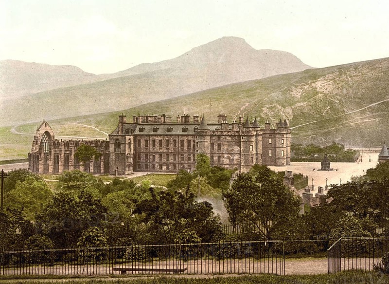Holyrood Palace, Edinburgh, Scotland, Historic, digitally restored reproduction from a 19th century original, Record date not stated