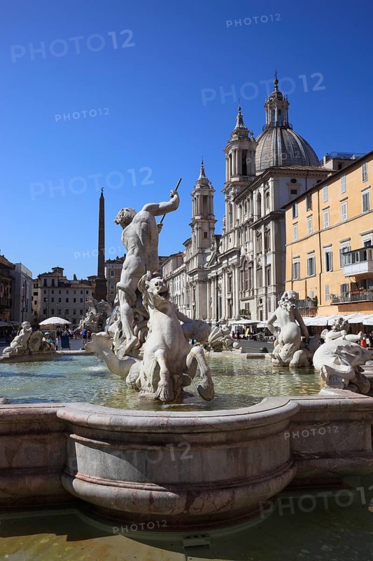 Fountain of Neptune, Fontana del Nettuno, Church of Sant'Agnese in Agone, Piazza Navona, Parione neighbourhood, Rome, Italy, Europe