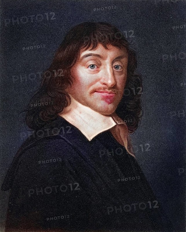 Rene Descartes 1596-1650, French mathematician, natural scientist and philosopher. From the book Gallery of Portraits, published in 1833, Historical, digitally restored reproduction from a 19th century original, Record date not stated