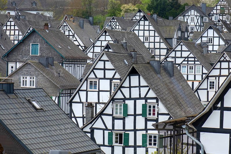 Panoramic view of the historic old town, Alter Flecken, 17th century, Freudenberg, North Rhine-Westphalia, Germany, Europe
