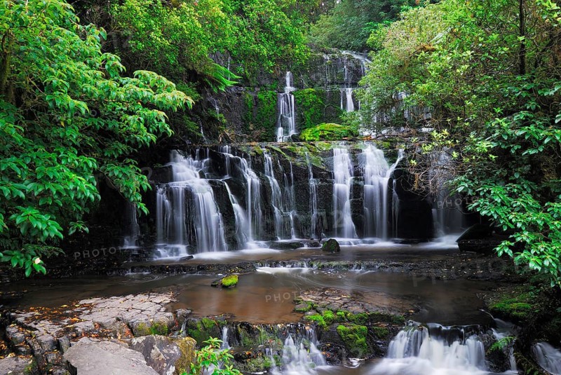Purakaunui Falls, Catlins Forest Park, Otago, South Island New Zealand, Parakaunui Falls, Otago, New Zealand, Oceania