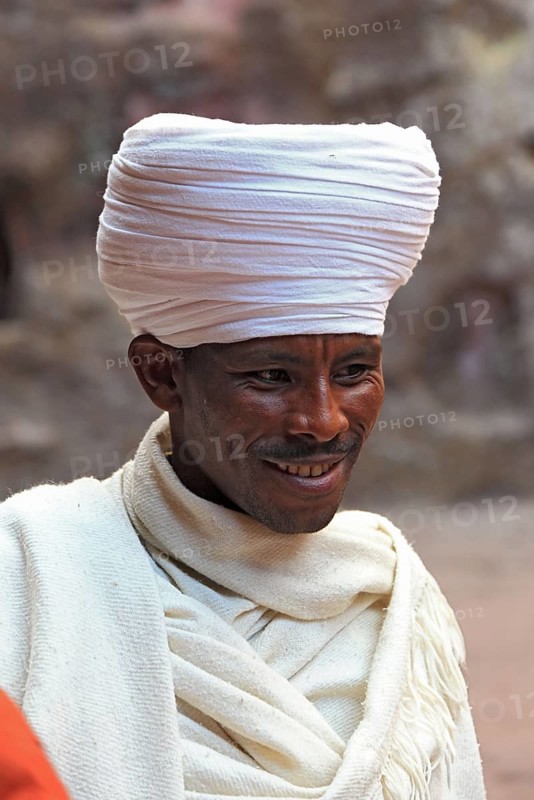 Priest at the rock-hewn churches in Lalibela, Ethiopia, Africa