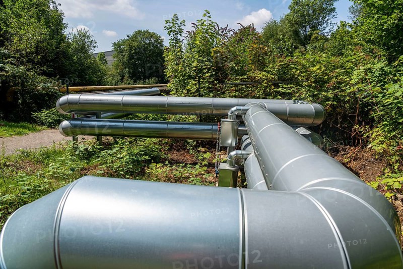 District heating Pipelines from the district heating power plant to the households with district heating Heating, hot water preparation, Bochum, North Rhine-Westphalia, Germany, Europe