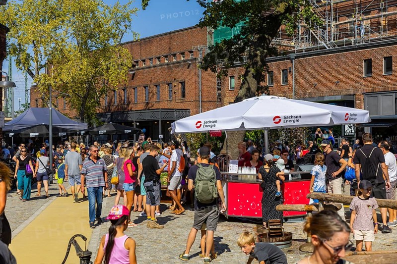 The power plant Mitte power station in Dresden was a fossil-fuelled combined heat and power plant that had existed since 1895 and was decommissioned in 1994 after 99 years. In 2016, a complete renovation of the main building and the demolition of the outbuildings was completed and the site reopened on 16 December 2016 as a cultural venue for operetta, musical and theatre performances. The power plant Mitte Fest was celebrated for the seventh time under the motto We are colourful, power plant Mitte Fest 2024, Dresden, Saxony, Germany, Europe