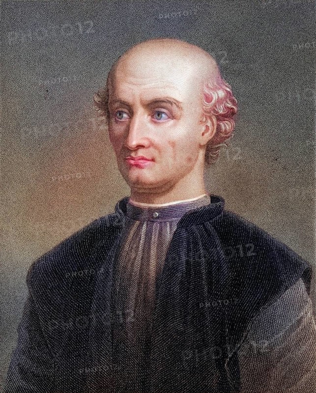 Donato Bramante, also Donino or Donnino, 1444-1514, Italian architect. From the book Gallery of Portraits, 1833, Historical, digitally restored reproduction from a 19th century original, Record date not stated