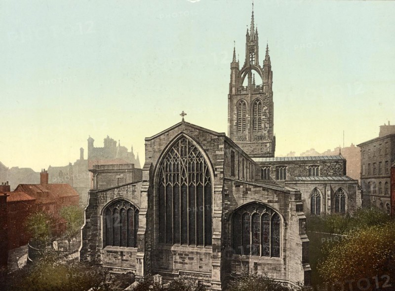Newcastle upon Tyne Cathedral, Cathedral Church of St Nicholas, Episcopal Church of the Anglican Diocese of Newcastle, England, c. 1890, Historic, digitally restored reproduction from a 19th century original