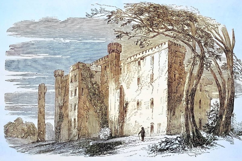 Dangan Castle County Clare Ireland From Old England's Worthies published by Lord Brougham and others London circa 1880's, Historic, digitally restored reproduction from a 19th century master, Record date not stated