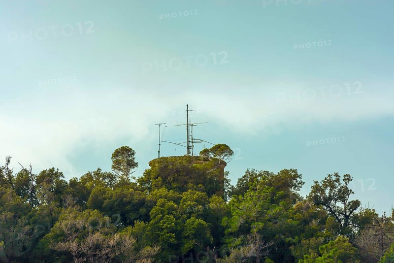 Guglielmo Giovanni Maria Marconi Radio Tower in a Sunny Day in Sestri Levante, Liguria, Italy, Europe