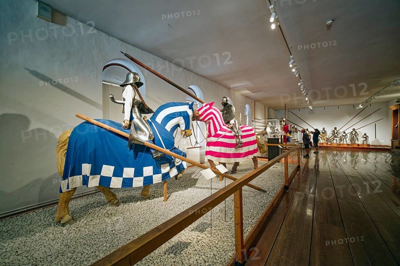 Heroes' armoury, museum, Renaissance Ambras Castle, interior view, Innsbruck, Tyrol, Austria, Europe