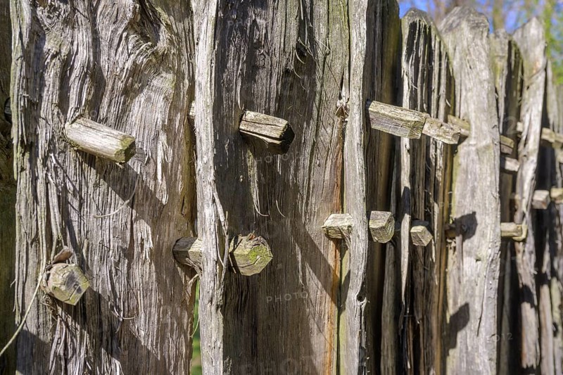 Fence with wooden nails in the building complex from the Iron Age, Mamuz Museum, Asparn an der Zaya, Lower Austria, Austria, Europe