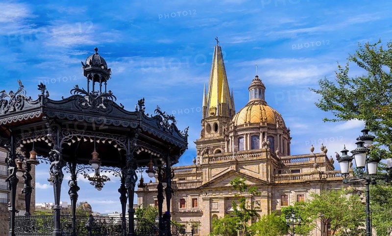 Mexico, Guadalajara, Plaza de Armas Arms Square in historic city center near Central Guadalajara Cathedral, Central America