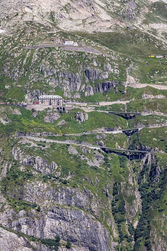 Hotel Belvédère on the Furka in the Swiss Alps, the most famous mountain pass hotel in the world. The building is closed and decaying. A lost place. Rhone Glacier. Obergoms, Canton Valais, Switzerland, Europe