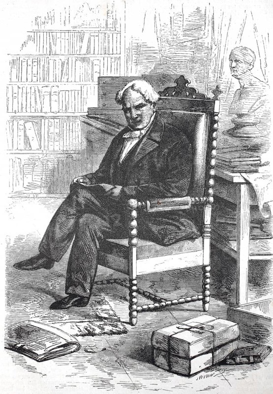 Historical, digitally restored reproduction from a 19th century original, Record date not stated, Friedrich Wilhelm Heinrich Alexander von Humboldt (* 14 September 1769 in Berlin, † 6 May 1859 ibid.) was a German explorer, here in his study