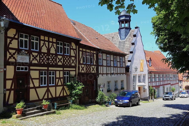 Half-timbered houses on the salt market, Königsberg in Bavaria, Königsberg i.Bay, town in the district of Haßberge, Lower Franconia, Bavaria, Germany, Europe