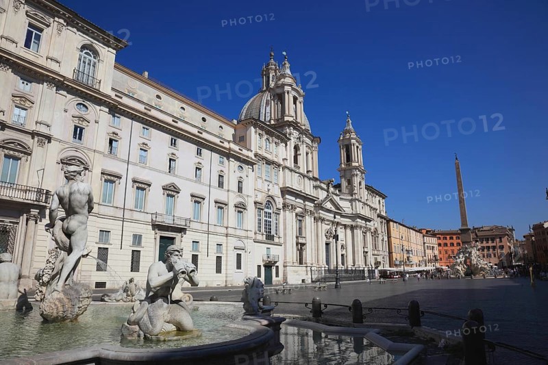 Fontana del Moro, Moor Fountain, Church of Sant'Agnese in Agone, Piazza Navona, Parione neighbourhood, Rome, Italy, Europe