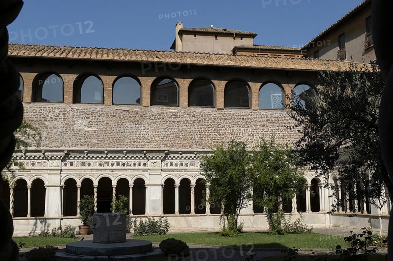 Cloister of the monastery, Lateran Basilica, Basilica San Giovanni in Laterano, Cathedral of the Diocese of Rome, Monti district, Rome Italy