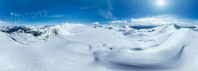 Aerial view, Alpine panorama, Snow-covered glacier plain, Plaine-Morte glacier, Bernese Alps, Switzerland, Europe