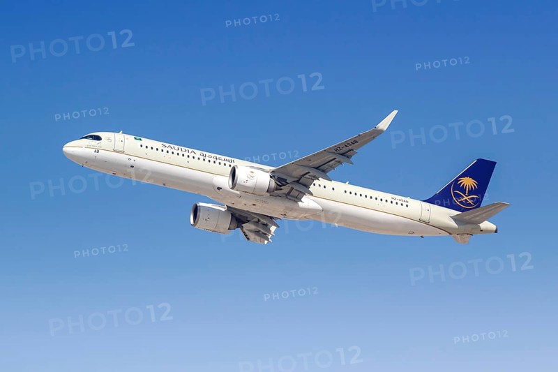 A Saudia Airbus A321neo aircraft with the registration HZ-ASAB at the airport in Dubai, United Arab Emirates, Asia