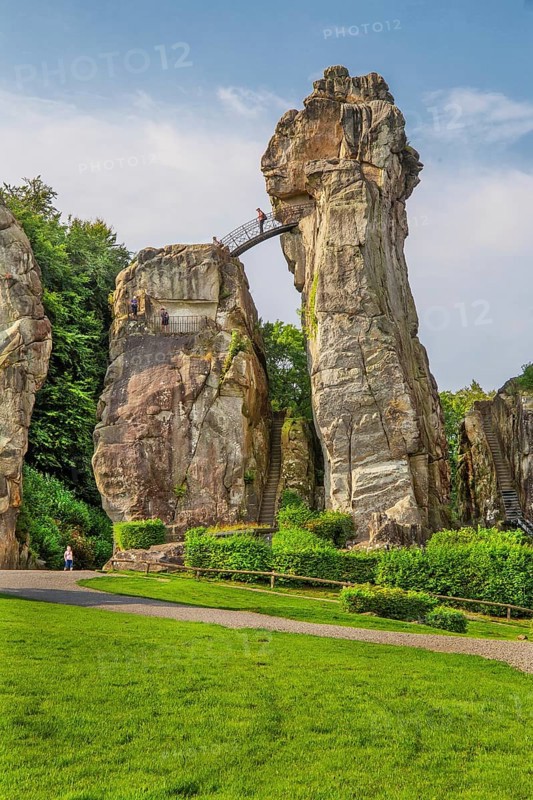 Externsteine, sandstone rock formation. Horn-Bad Meinberg, Teutoburg Forest, North Rhine-Westphalia, Germany, Europe