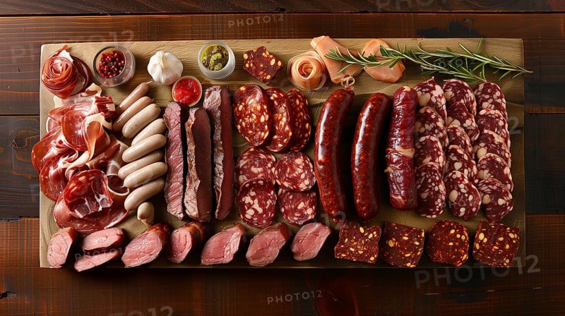 All meat platter overhead. generative AI, AI generated