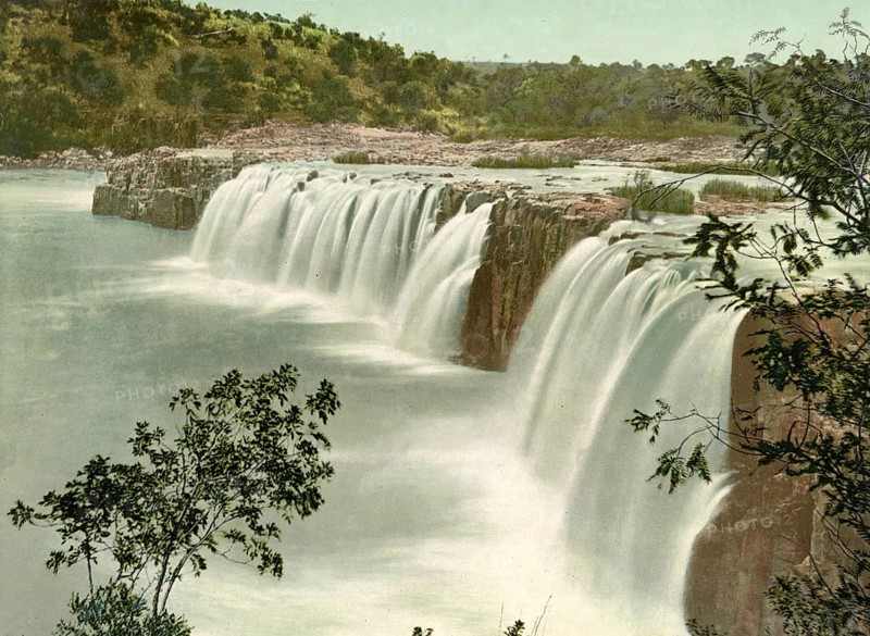 Waterfalls on the Tugela River near Colenso, Natal, South Africa, digitally restored reproduction from a 19th century original, record date not stated, Falls on the Tugela River near Colenso, South Africa, digitally restored reproduction from a 19th century original, record date not stated, Africa