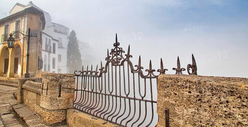 Famous Puente Nuevo Bridge's Arch in Ronda historic city center