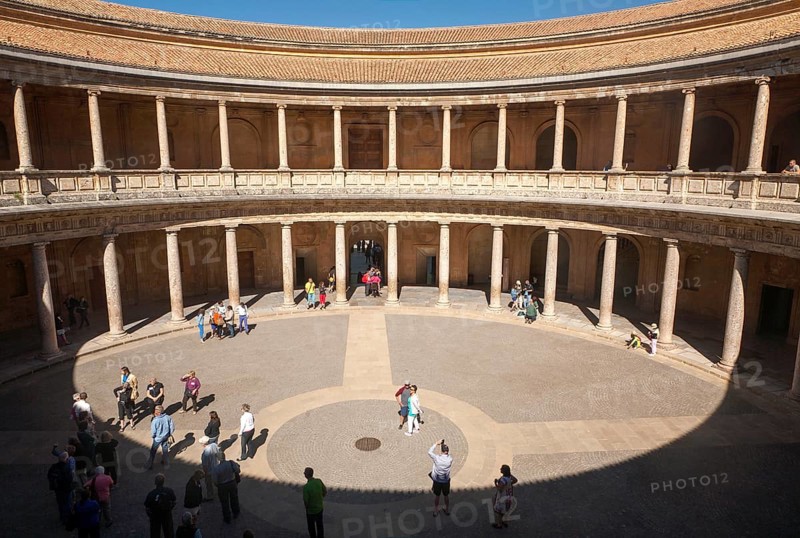Courtyard inside the Palacio de Carlos V, Palace of Charles V, Alhambra complex, Granada, Spain, Europe