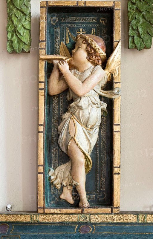 Painted plaster angels in village parish church of Saint Michael, Wilsford cum Lake, Wiltshire, England, UK