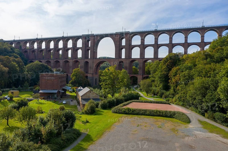 Göltzschtal Bridge, considered the largest brick bridge in the world, Netzschkau, Saxony, Germany, Europe
