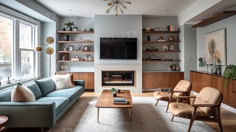 Custom contemporary livingroom upgrade interior, generative AI, AI generated